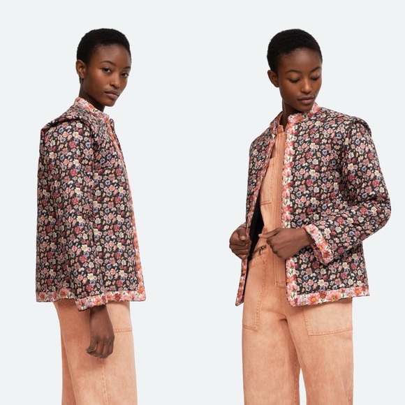 Sea New York Jackets & Blazers - Sea New York Leslie Quilted Jacket Floral Pink Black Size Small Vintage Style